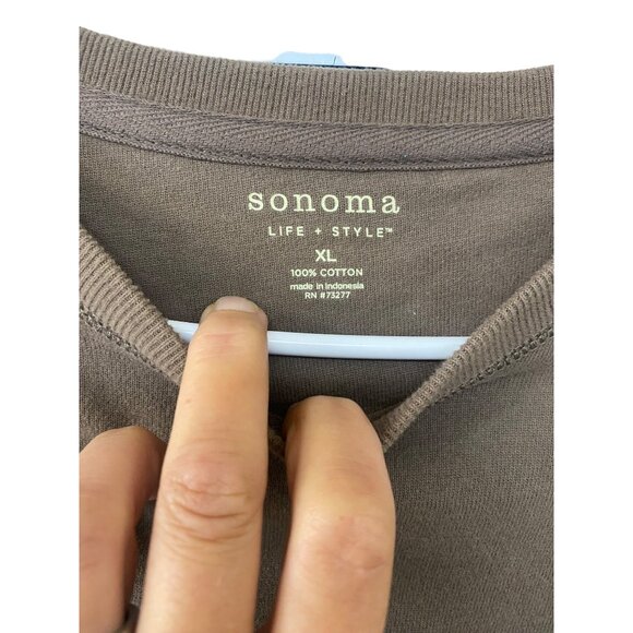 Sonoma Life + Style XL Long Sleeve Crew Neck Shirt 100% Cotton Brown - Picture 3 of 5